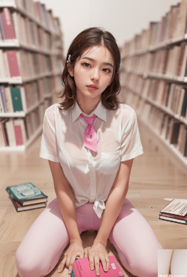 도서관의 핑크색 레깅스 소녀