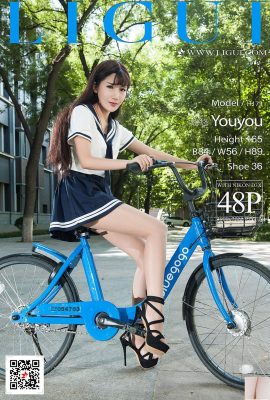 [Ligui인터넷 뷰티] 20171207 모델 샤오샤오 자전거 아름다운 다리