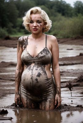 진흙탕에 빠진 임신한 마릴린(AI 생성)