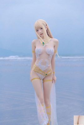 (인터넷 연예인 COSER) 가능성 시미즈 유노 – 메리 로즈 화이트 수영복 (33P)