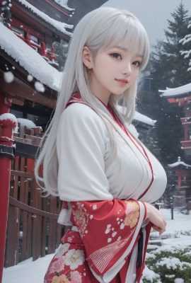 안개가 자욱한 하얀 눈